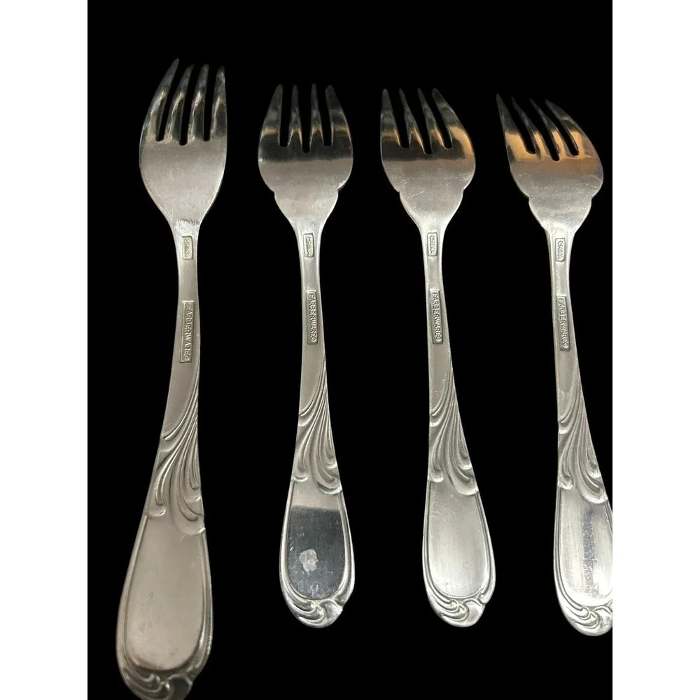 Vintage Farberware China Stainless Flatware Replacement Lot 9 Piece Scroll Motif
